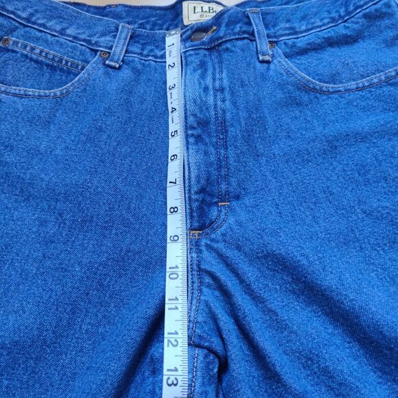 L.L. Bean Classic Fit Green Fleece Lined Mens Tag 35x29 (33X28) Blue Jeans Heavy - Picture 13 of 15
